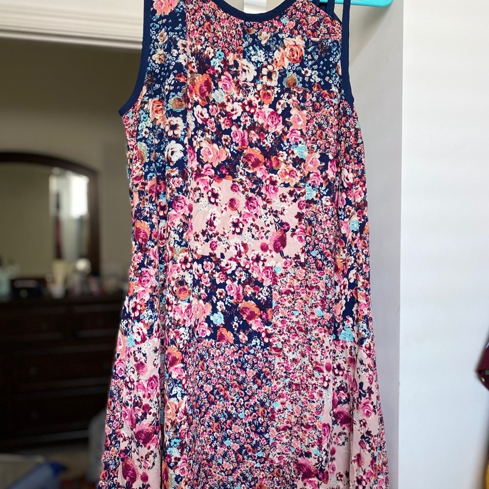 Blue and pink floral dress